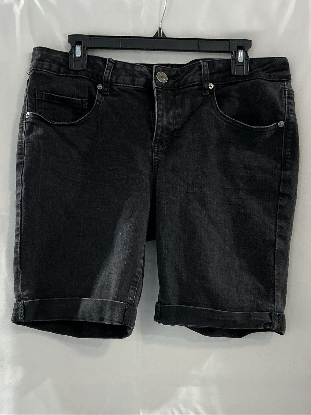 Authentic American Heritage Black Cuffed Denim Bermuda Shorts